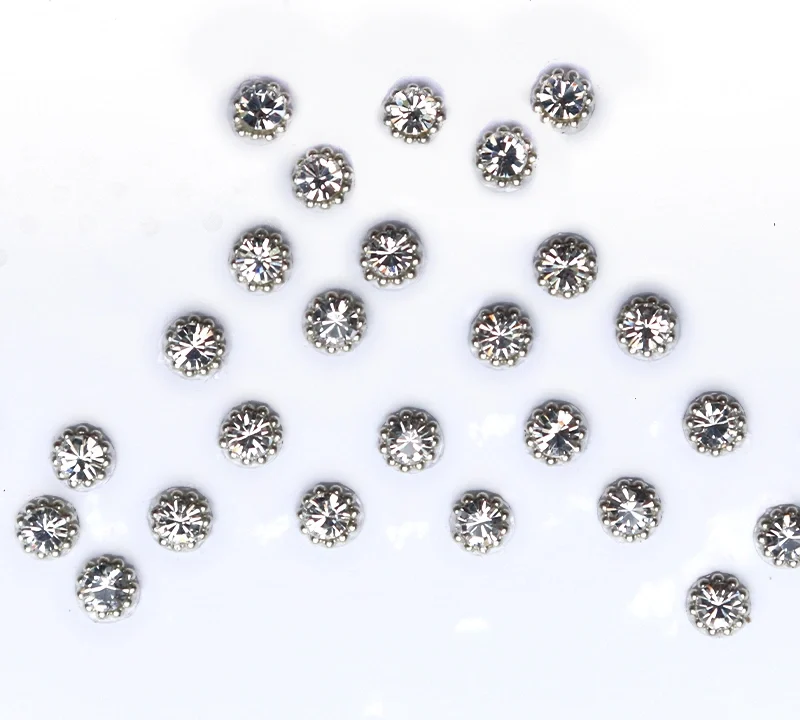 White Stone Bindi with silver beads border - 4