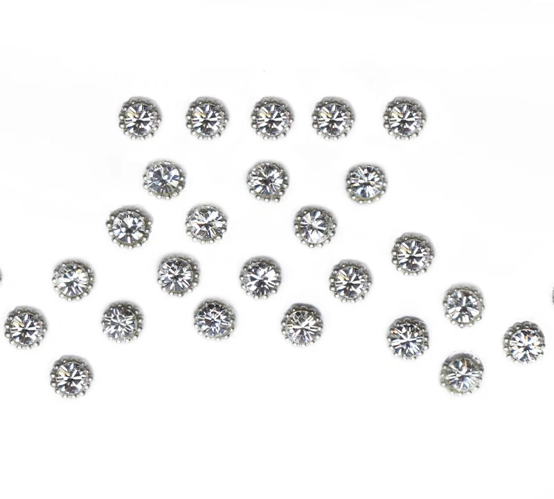 White Stone Bindi with silver beads border - 5