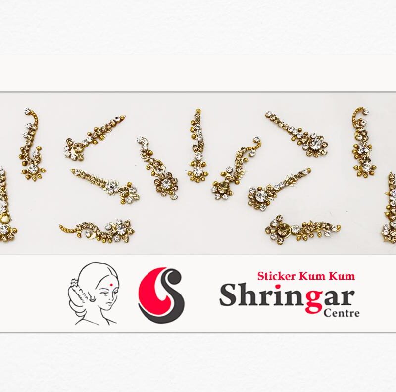 Fancy Bindi | Golden Beads Border (Set-2) - 2.7cm