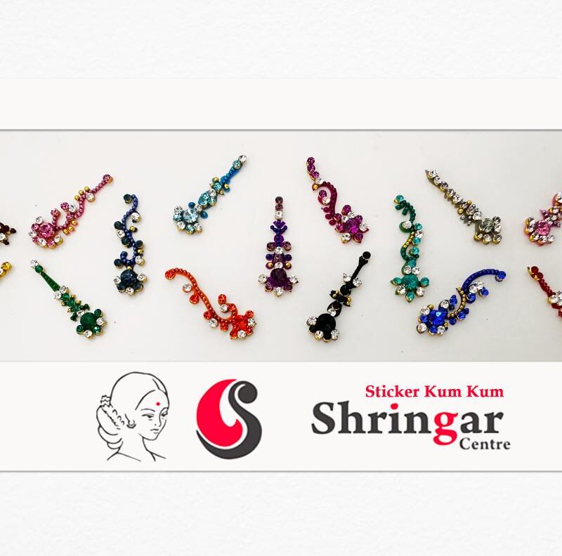 Fancy Bindi | Diamond Studded (Set-2) - 2.7cm