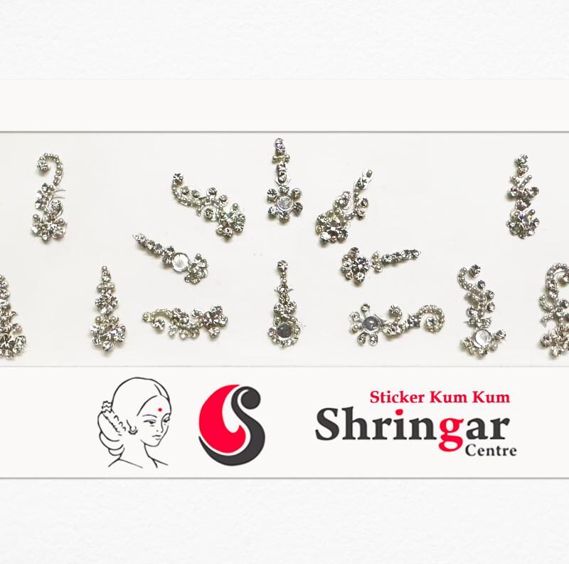 Fancy Bindi | Silver Beads Border (Set-3) - 18mm