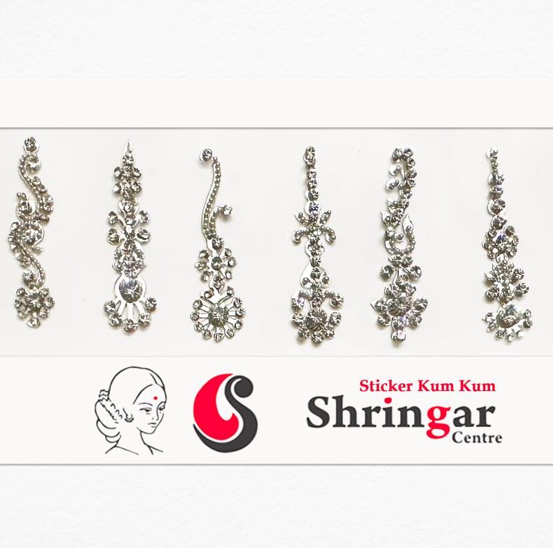 Fancy Bindi | Silver Beads Border (Set-1) - 3.5cm
