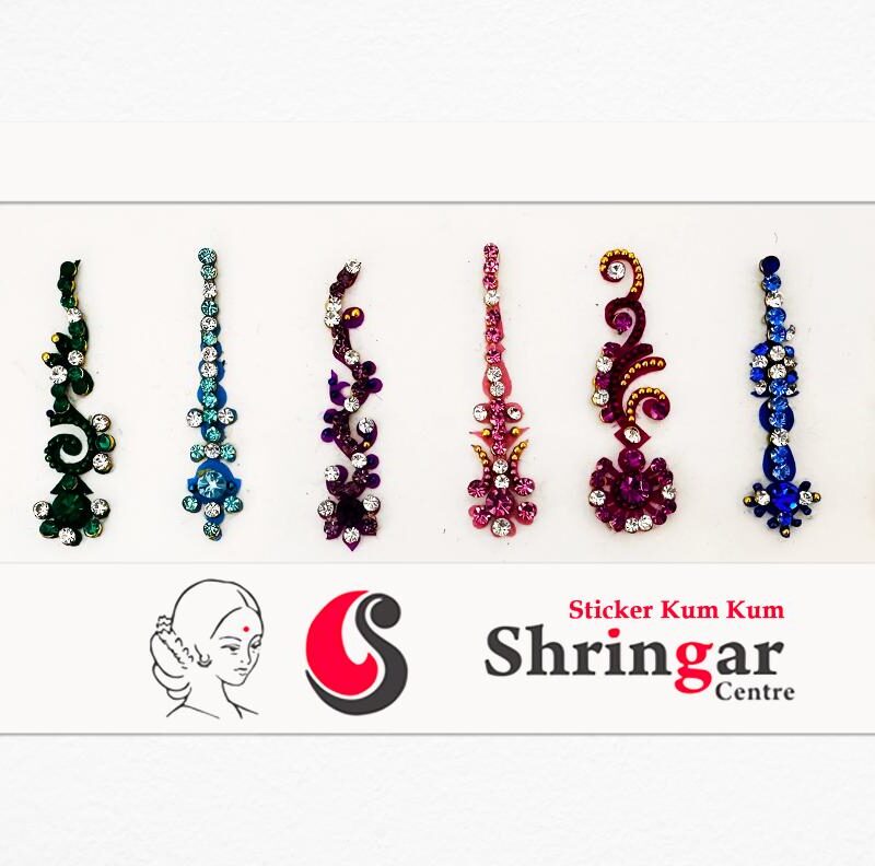 Fancy Bindi | Diamond Studded (Set-2) - 3.5cm