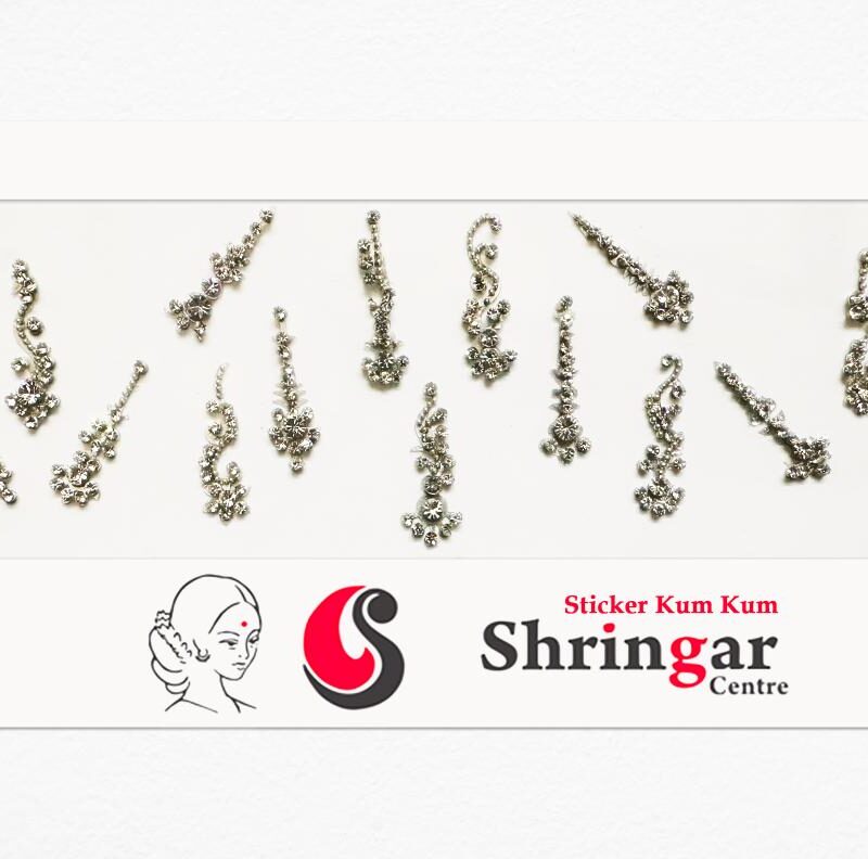 Fancy Bindi | Silver Beads Border (Set-1) - 3cm