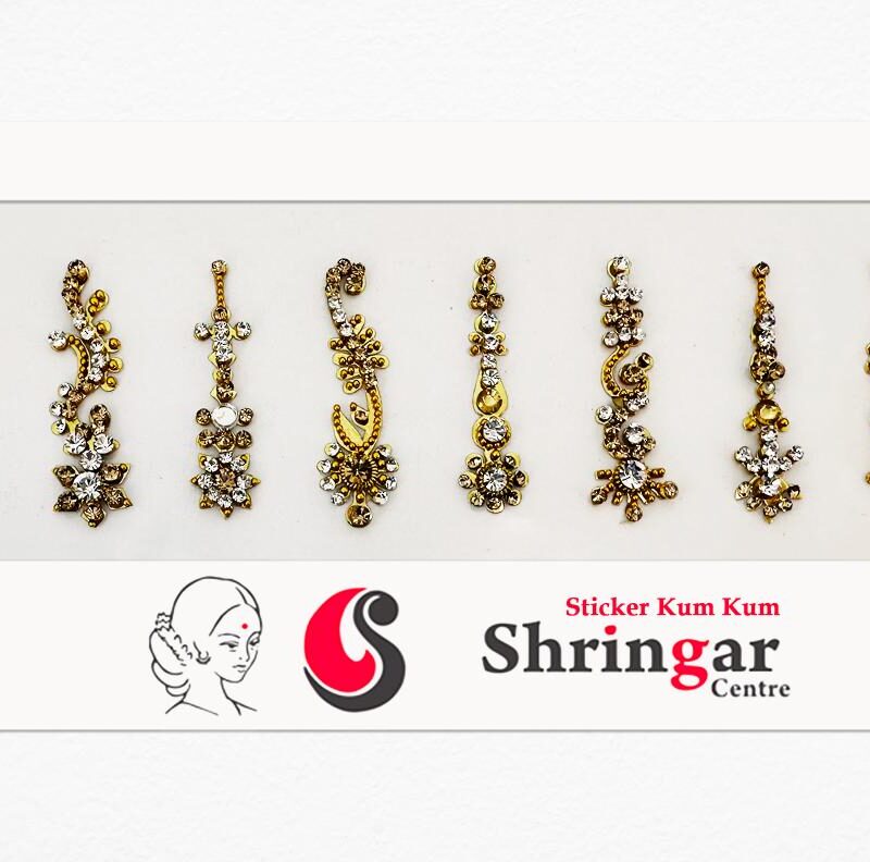 Fancy Bindi | Golden Beads Border (Set-2)