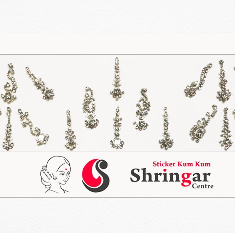 Fancy Bindi | Silver Beads Border (Set-1) - 2.7cm