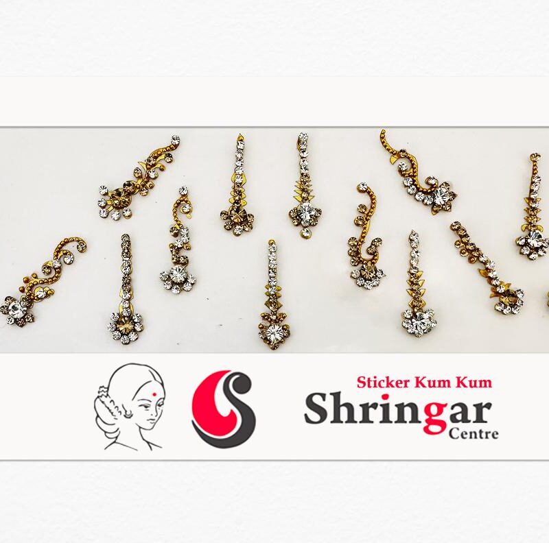 Fancy Bindi | Golden Beads Border (Set-1) - 2.7cm