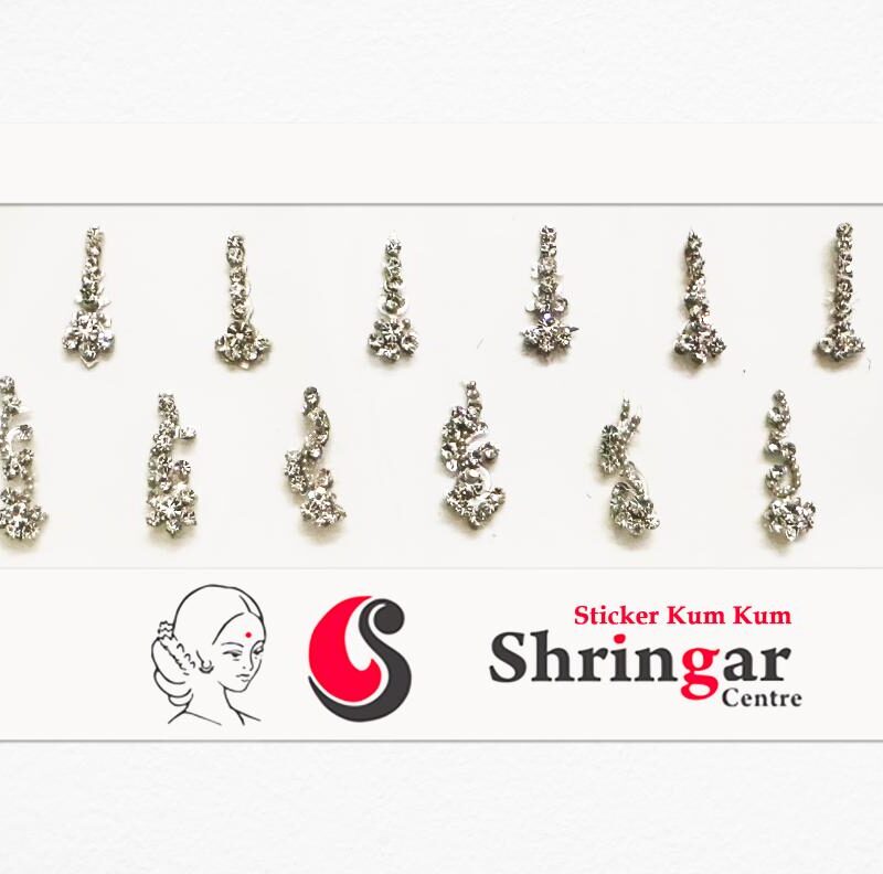 Fancy Bindi | Silver Beads Border (Set-2) - 18mm