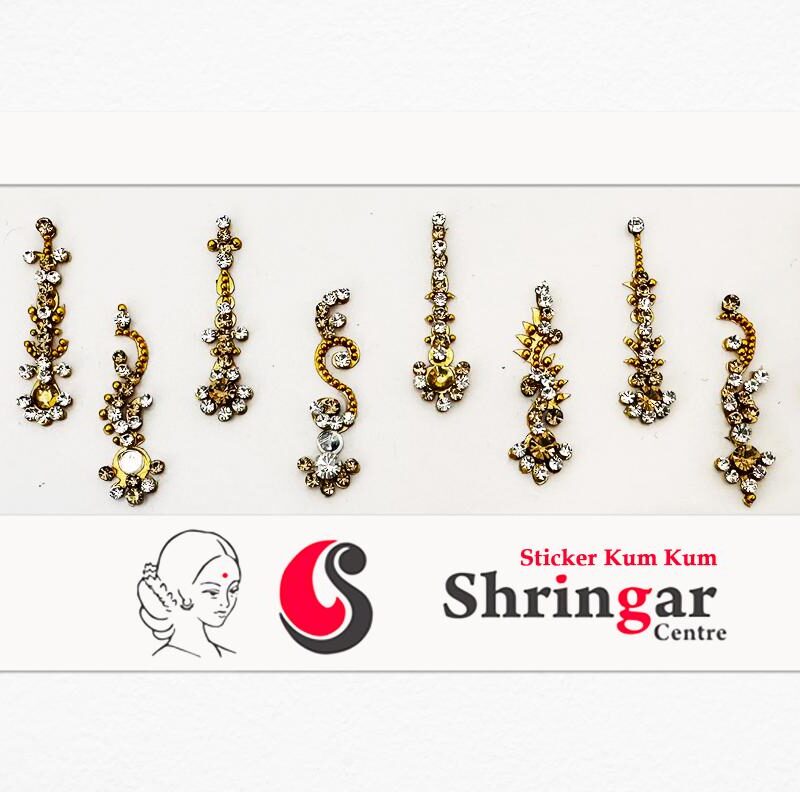 Fancy Bindi | Golden Beads Border (Set-2) - 3cm