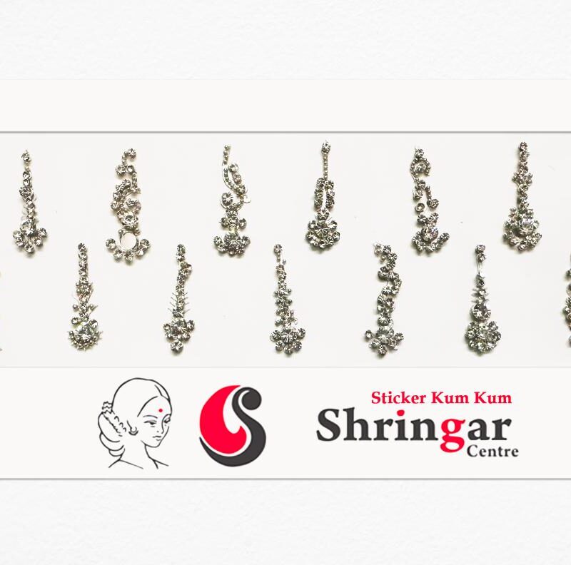 Fancy Bindi | Silver Beads Border (Set-2) - 2.7cm