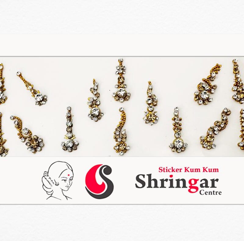 Fancy Bindi | Golden Beads Border (Set-3) - 2.7cm